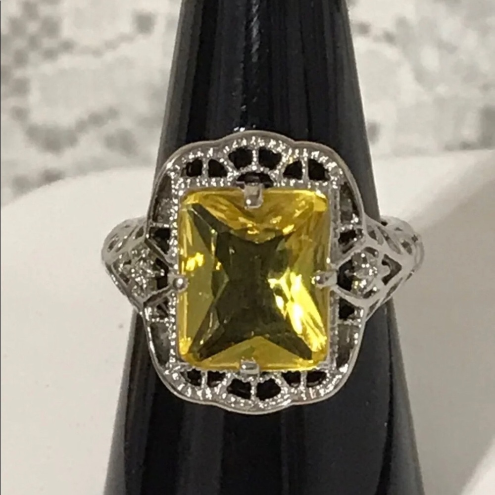 Sterling Silver 2ct Yellow Citrine Ring